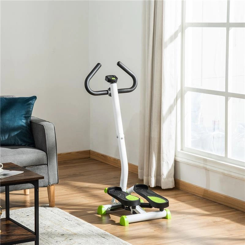STEPPER CON MANUBRIO, MONITOR LCD E PEDALI ANTISCIVOLO, 55X44X108ACM, BIANCO E VERDE