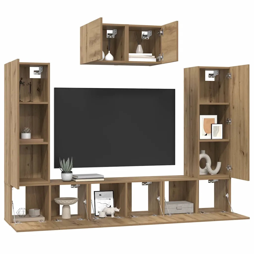 Set mobile TV 7 pcs Rovere artigianale Legno multistrato 3393137