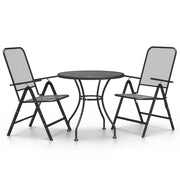 Set da Pranzo per Giardino 3pz | Set Salotto da Giardino Rete Metallica Espansa Antracite