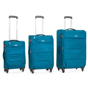 Set 3 Valigie Trolley Morbide in Poliestere 4 Ruote TSA Ravizzoni Ambra Blu