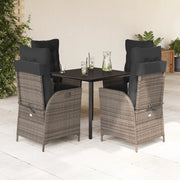 Set da Pranzo da Giardino 5 pz con Cuscini in Polyrattan Grigio 3213428