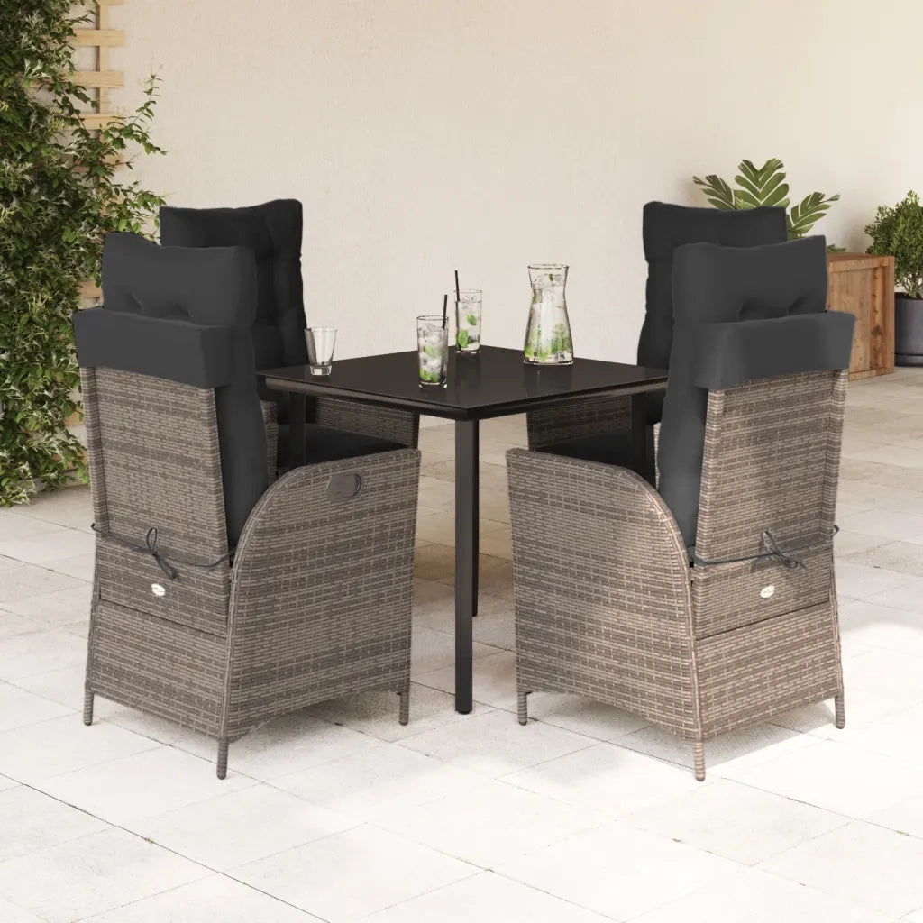 Set da Pranzo da Giardino 5 pz con Cuscini in Polyrattan Grigio 3213428