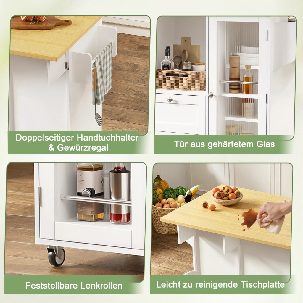 ISOLA DA CUCINA PIEGHEVOLE 120x45(70)x92 cm MDF NATURAL/BIANCO