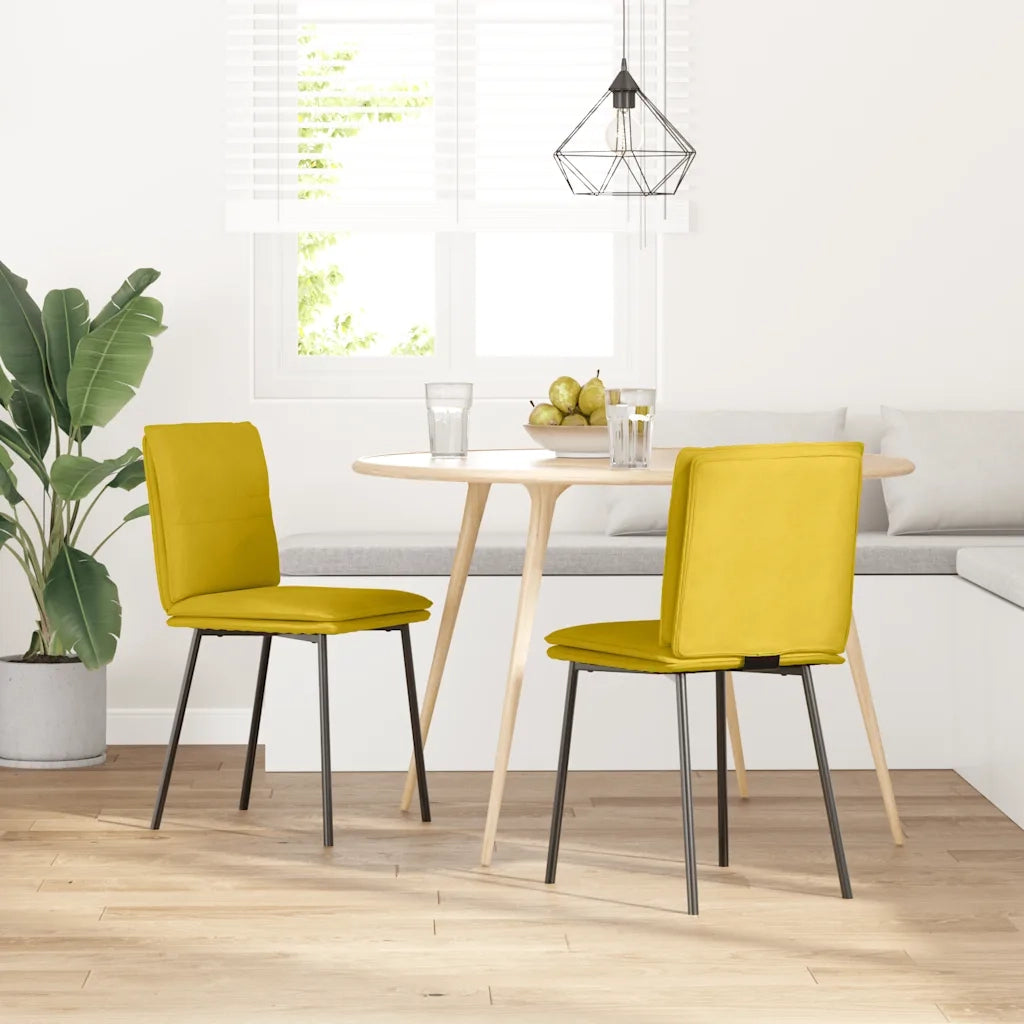 vidaXL Sedie da Pranzo 2 pz Gialle in Velluto