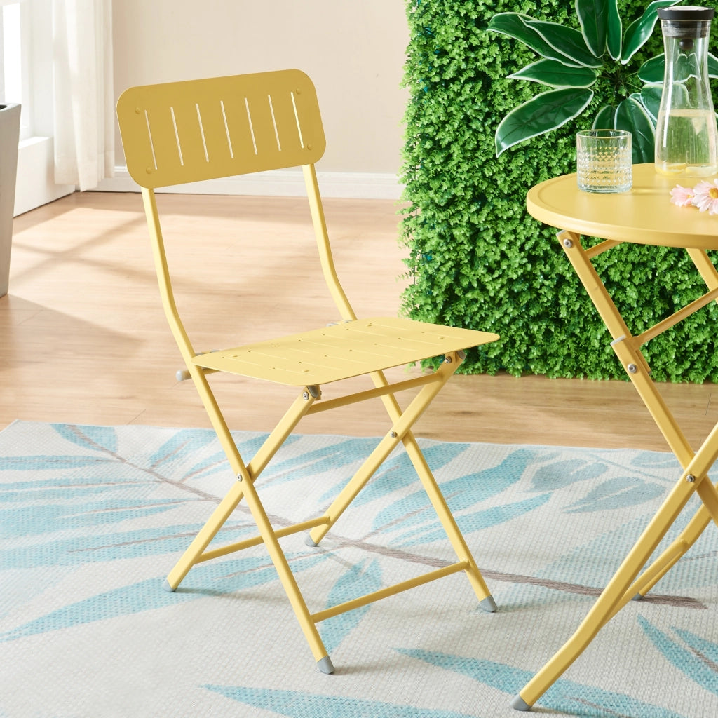 Set Sande di 2 Sedie Pieghevoli - Giallo [en.casa]