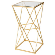 Tavolino in metallo con piano in vetro 35x35x70h cm