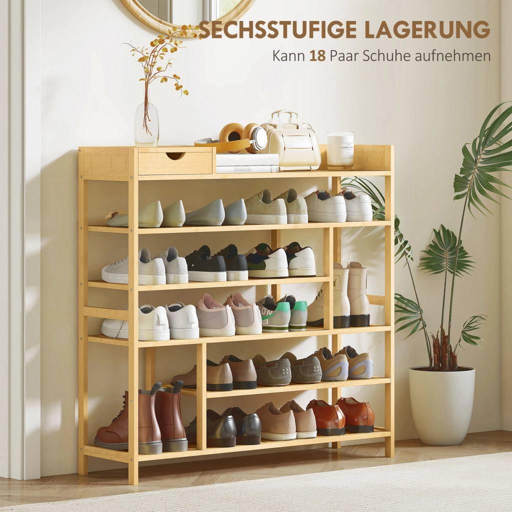 Cassa per scarpe in bamb¨´ con cassetti 6 livelli ¨C zephmum ¨C Bianco 60x40x138