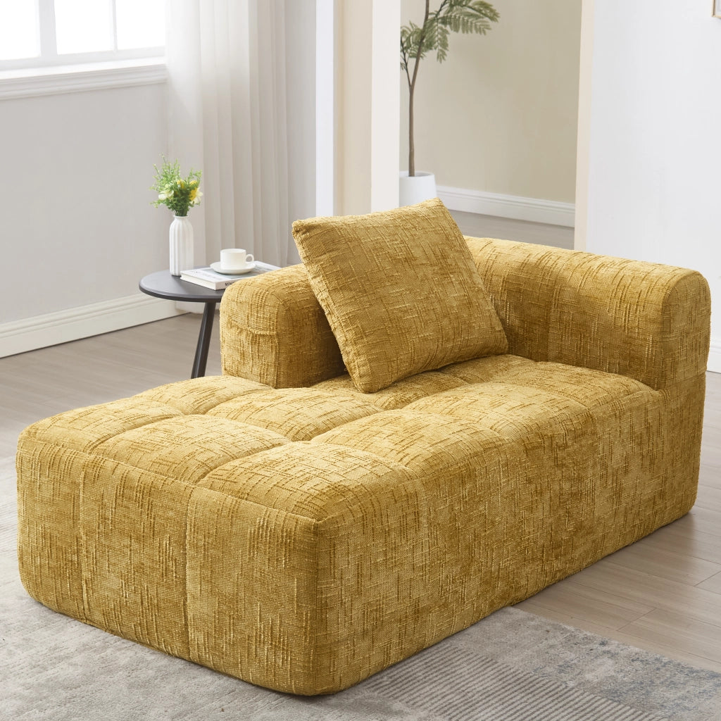 Divano letto comodo - Zephmum- Senza montaggio, cuscini morbidi, tasche laterali, giallo
