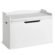 Cassapanca portaoggetti/contenitore 74 x 39 x 52 cm con coperchio di sicurezza atmosfera accogliente finitura bianca 20_0011495