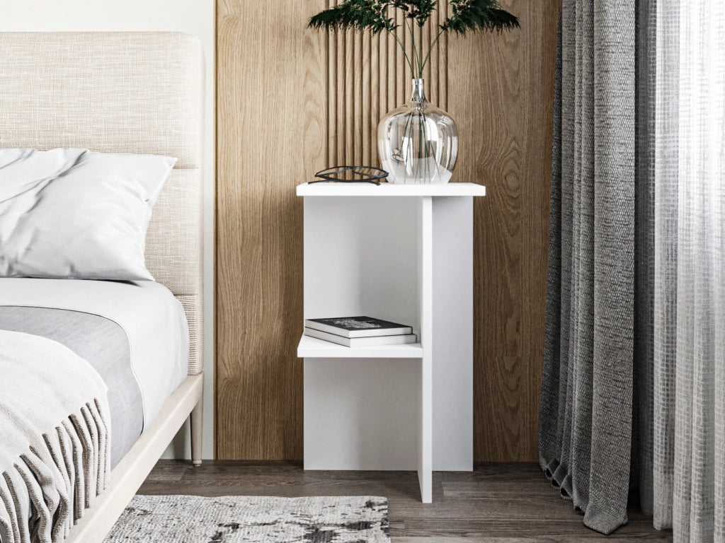 Comodino in legno "Leray" - 36 x 36 x 60 cm - Bianco