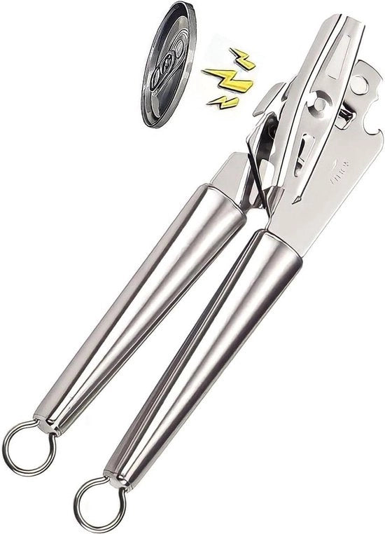 Opener 3 in 1 multifunzionale con magnetismo - opener in acciaio inossidabile - taglio di bordo liscio - robusto - manuale - maniglia comoda - grande manopola di regolazione Opener multifunzionale
