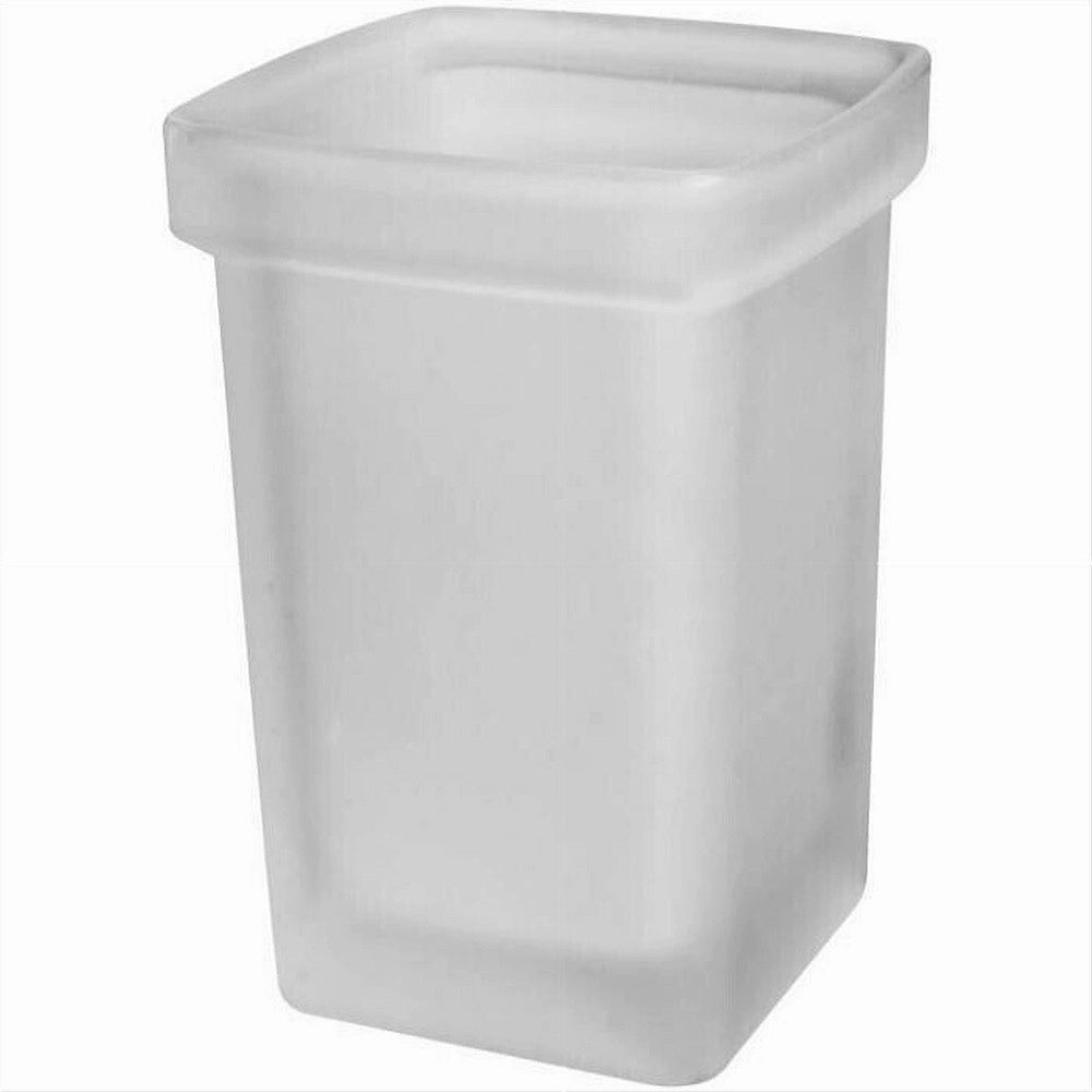 Trade Shop - Bicchiere Ricambio Porta Scopino Wc Vetro Cubico Satinato Bagno Accessori 87266 -