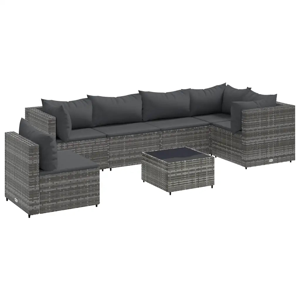 Set Divani da Giardino 7 pz con Cuscini in Polyrattan Grigio 3308178