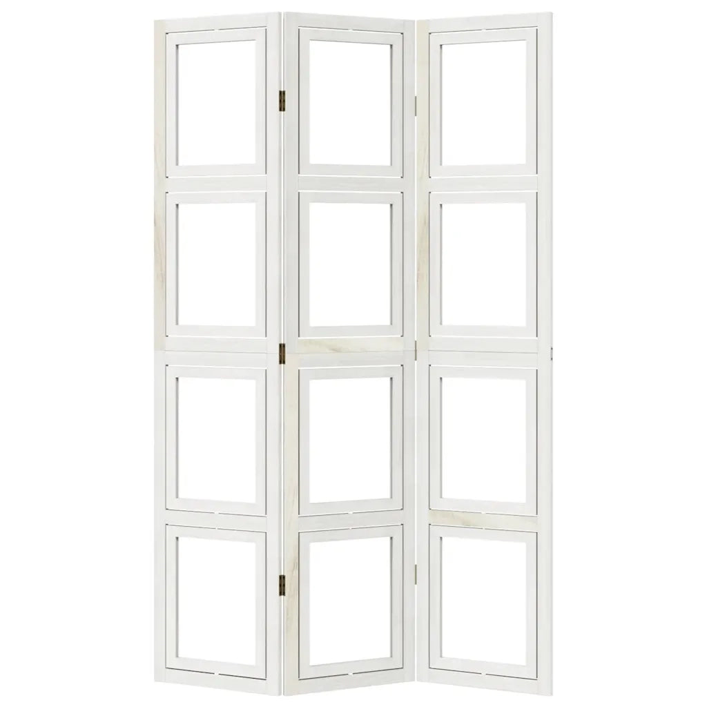 Divisorio Ambienti 3Pannelli Bianco Legno Massello di Paulownia 358686