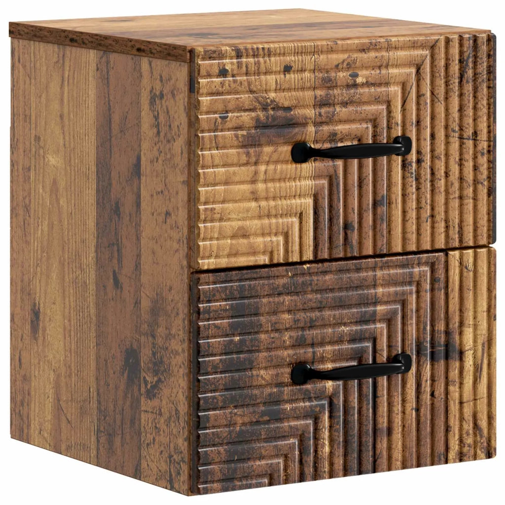 Mobiletto da notte a muro 2 pcs Legno antico 34,5 x 33 x 40 cm 898652