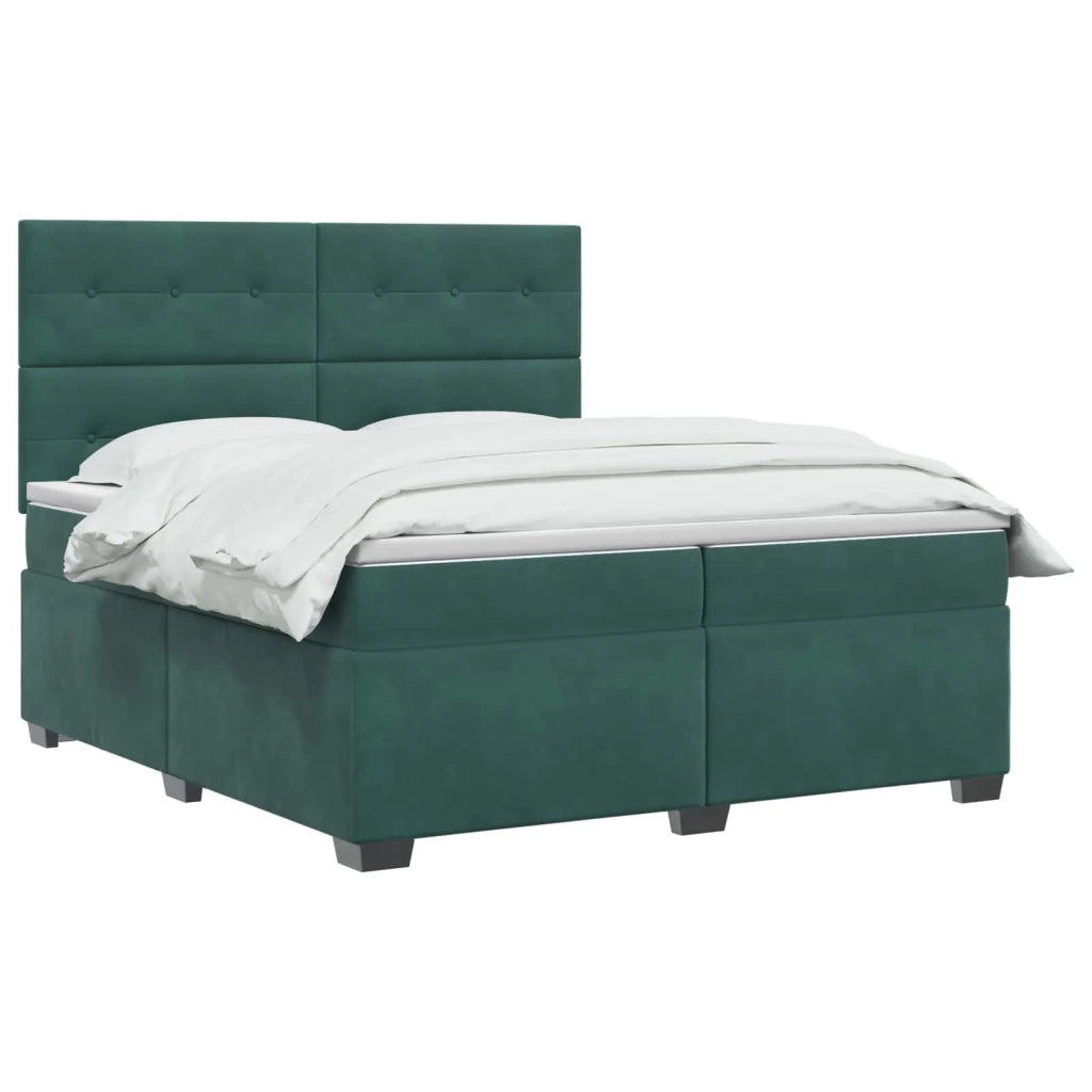 Letto box spring con materasso Verde Scuro 200 x 200 cm Velluto 3453713