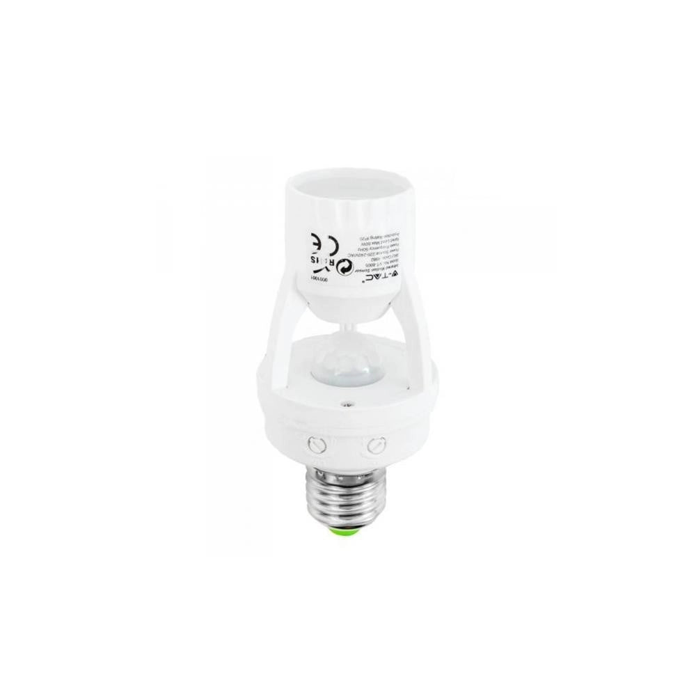 Trade Shop - Portalampada Adattatore Con Sensore Di Movimento Crepuscolare E27 V-tac Vt-8005 -