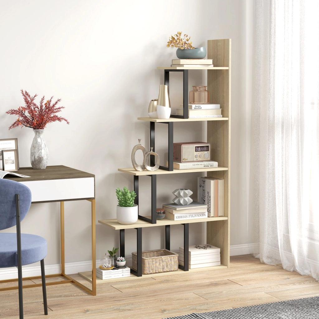 Libreria scaffale divisorio stile industriale ¨C zephmum ¨C quercia 102x30x160 cm