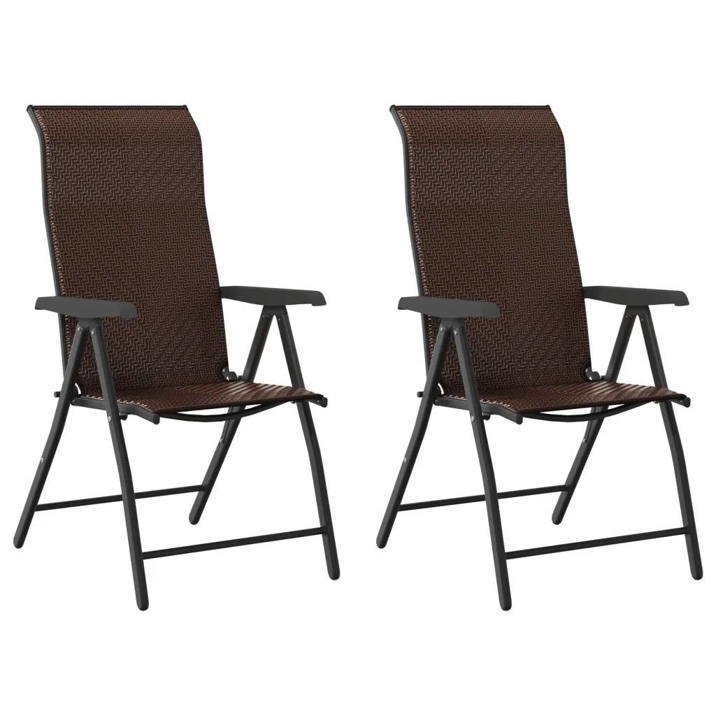 Sedie Pieghevoli da Giardino 2 pz | Sedie da Esterno Marroni in Polyrattan