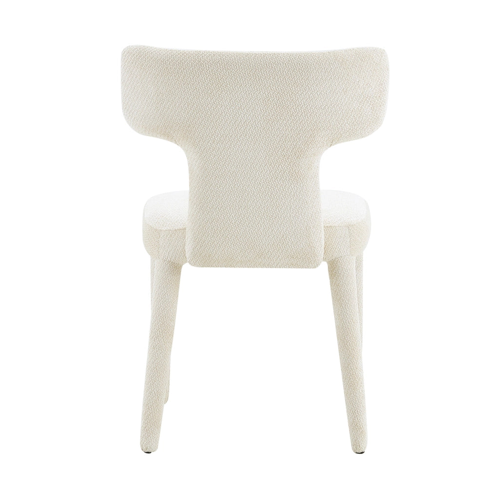 Set 2 sedie da pranzo moderne in tessuto bianco con schienale a T e gambe in metallo