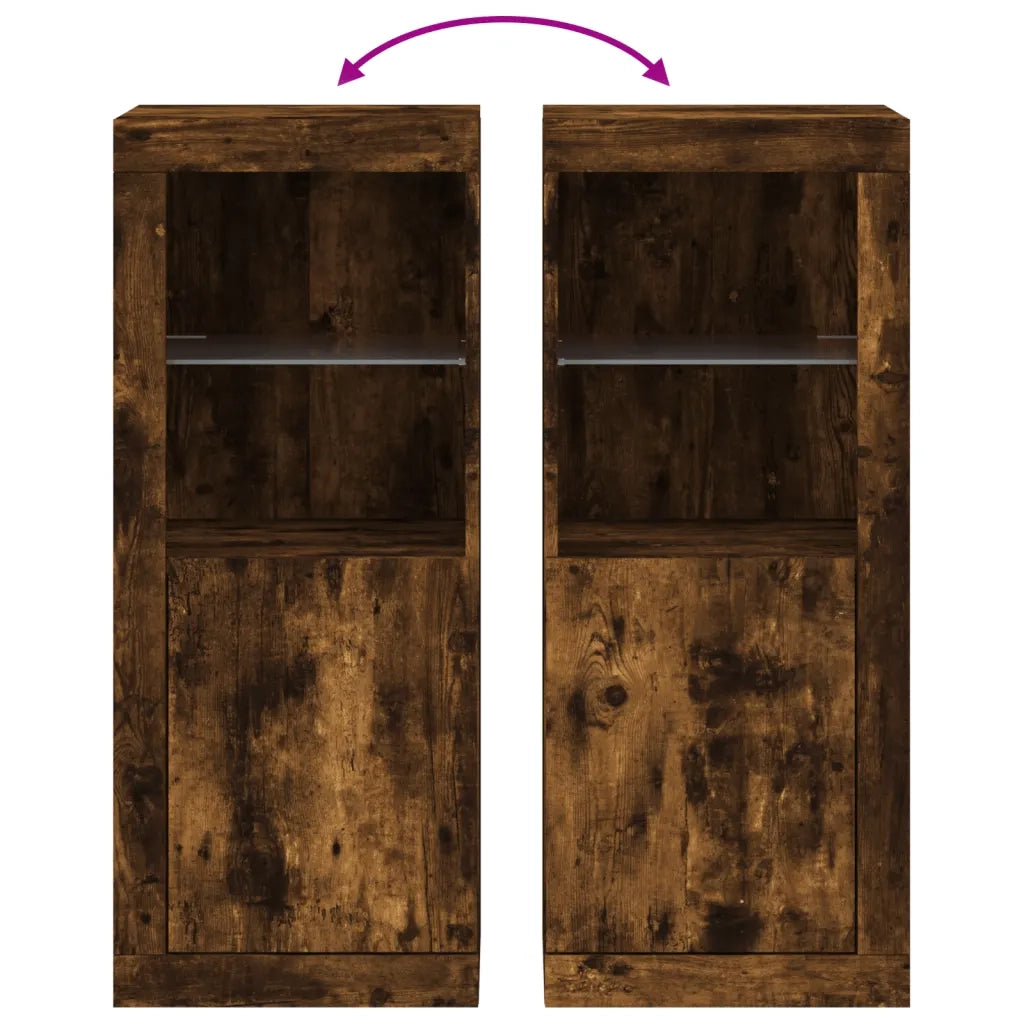 Credenza | Madia | Buffet da pranzo | Armadio da pranzo con Luci LED Rovere Fumo 41x37x100 cm