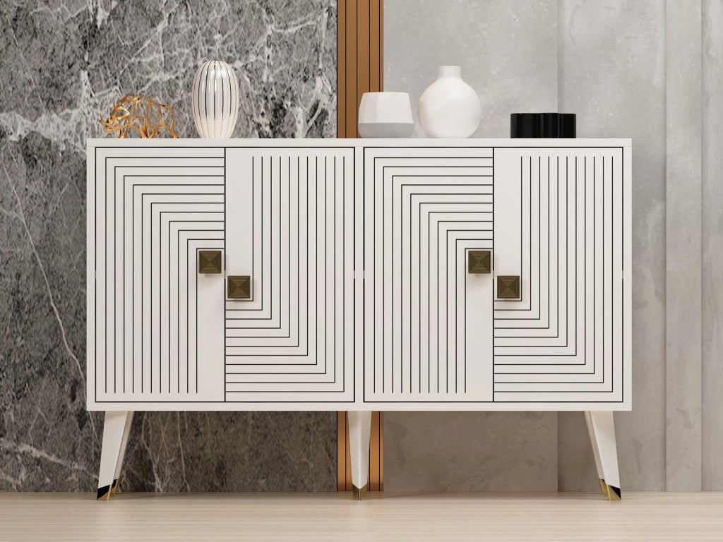 Madia Thiene, Credenza 2 Ripiani, 120x30x80h cm Bianco