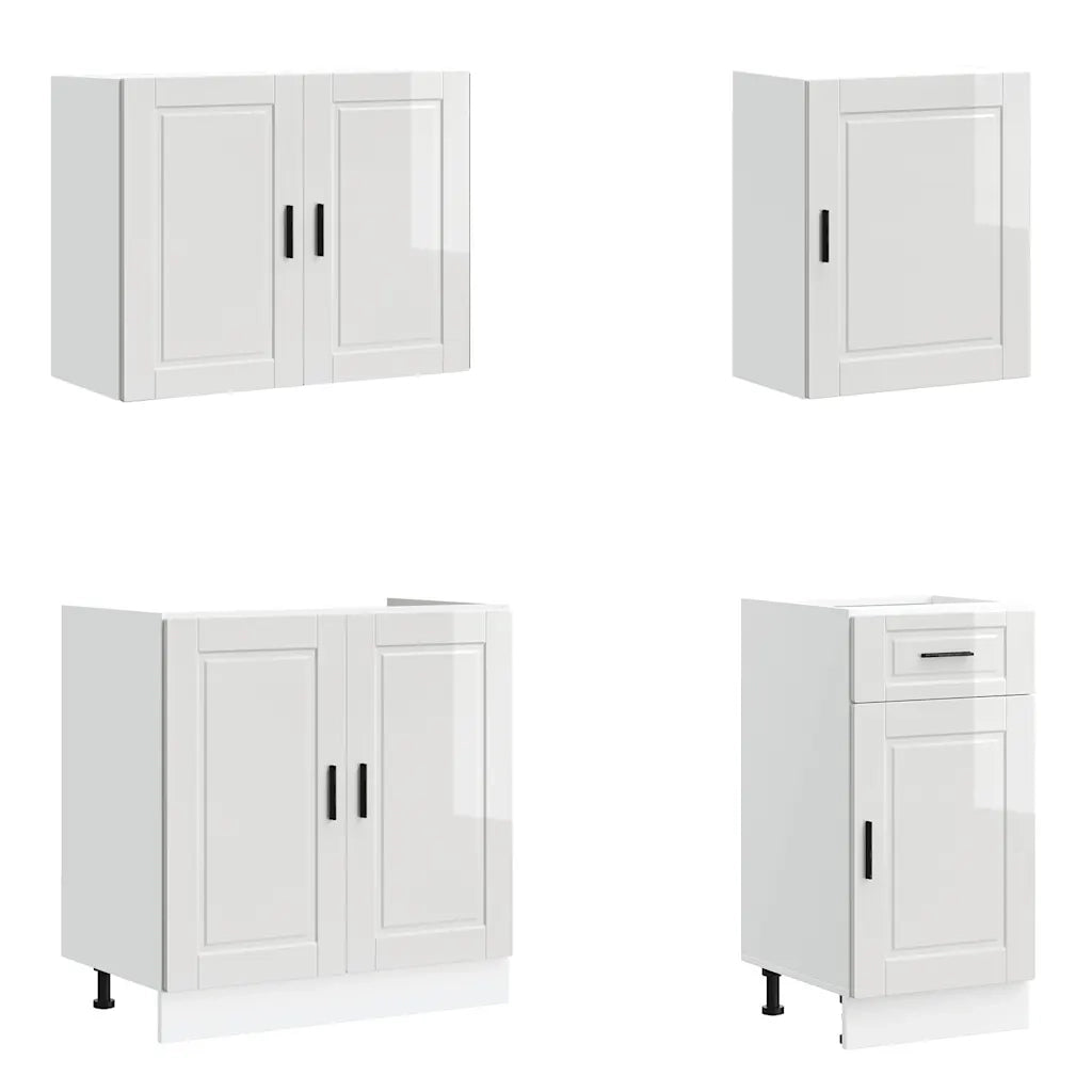 Set Mobili da Cucina 7 pz Kalmar Bianchi Lucido in Truciolato