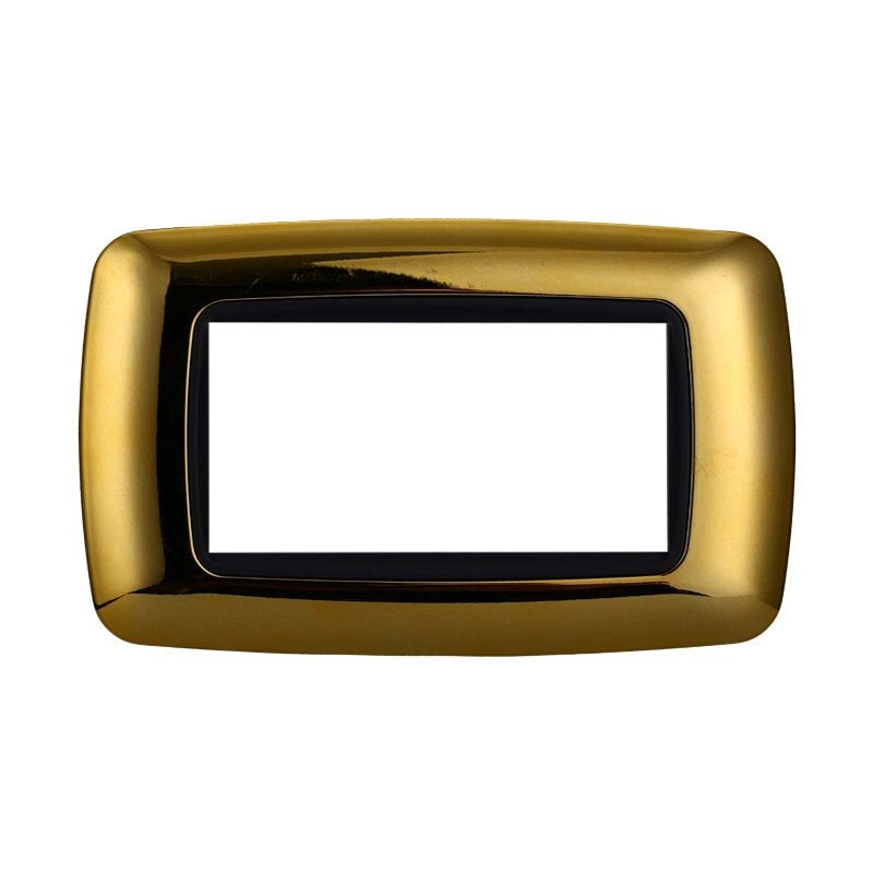 Placca Plastica Bombata Serie Space 4P Colore Oro Lucido Compatibile Con Bticino Living International