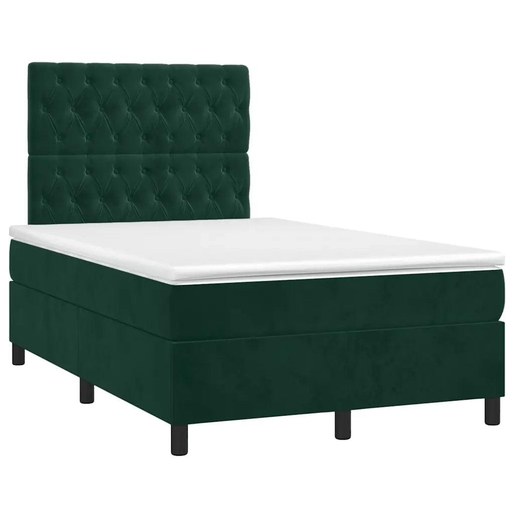 Giroletto a Molle con Materasso Verde Scuro 120x190 cm Velluto