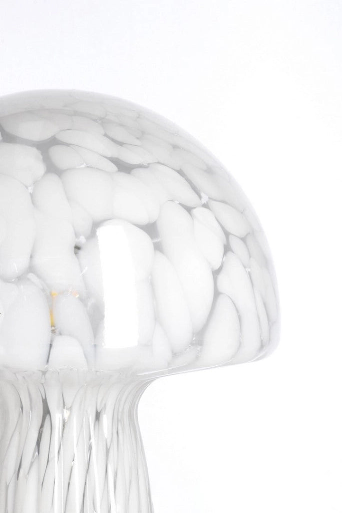Lampada da Tavolo a Fungo in Vetro Bianco Maculato H25,5 - MEI-XIN