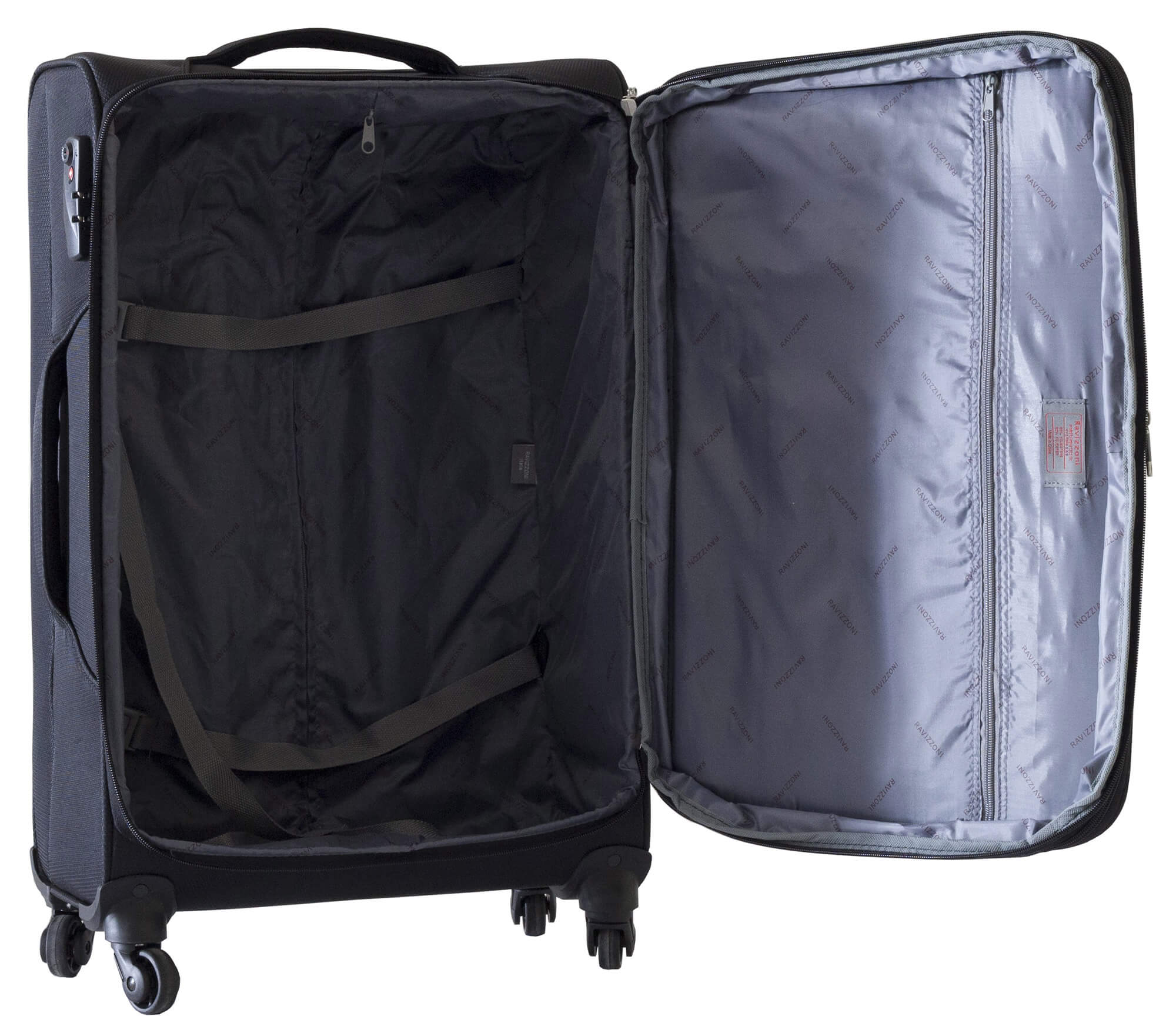 Trolley Valigia Grande Morbida in Poliestere 4 Ruote TSA Ravizzoni Gin Tonic Nera