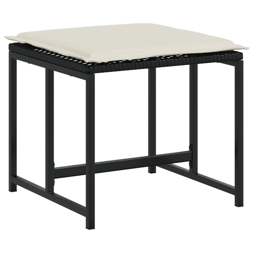 Set da Pranzo da Giardino 11 pz con Cuscini in Polyrattan Nero 3295069