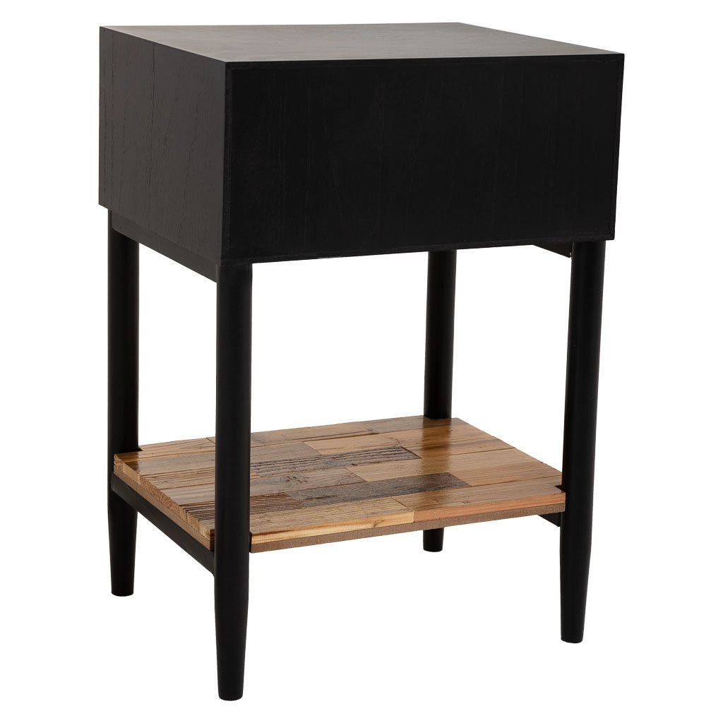 Tavolo in legno e metallo con 1 cassetto e 1 ripiano marrone 41x32x60