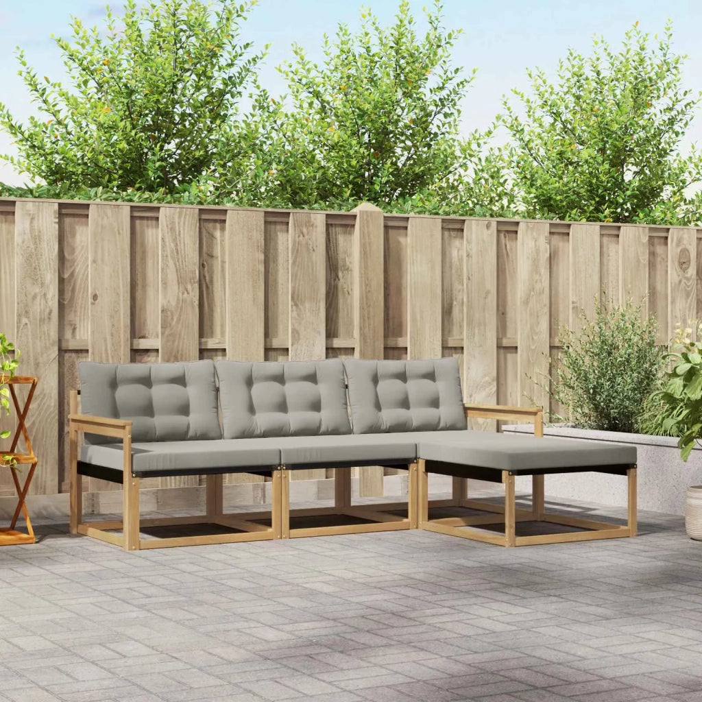 Set di divani da esterno 4 pz Bianco e Grigio Chiaro 3388557