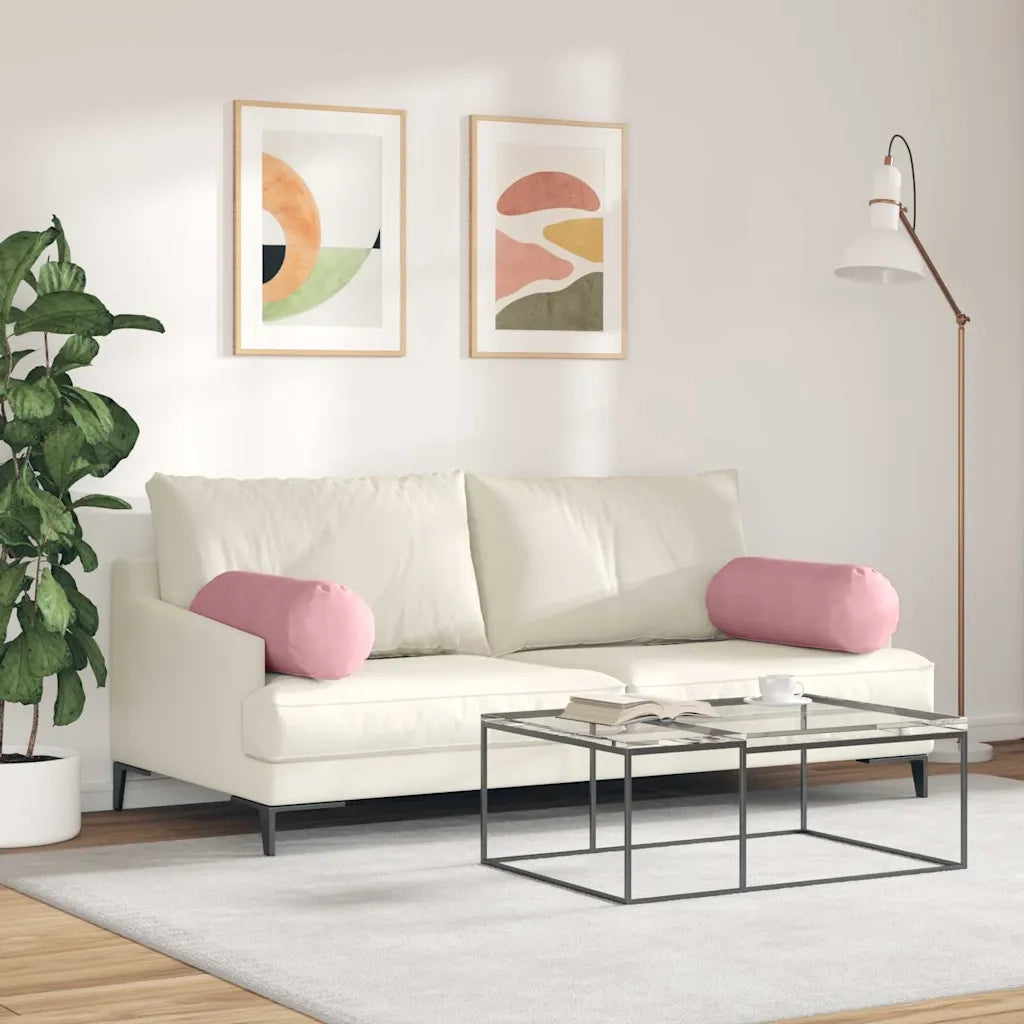 Cuscini a rullo 2 pcs Rosa Ø 25 x 70 cm Tessuto in Cords 42014332