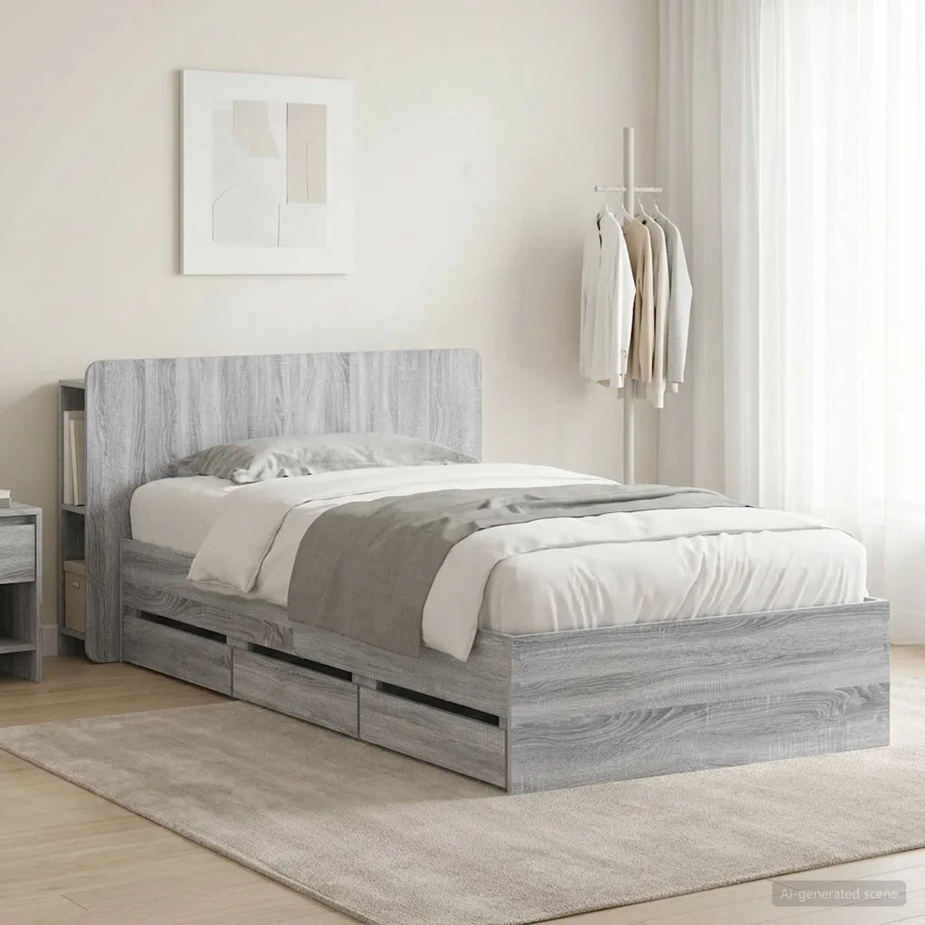 Telaio del letto con storage Sonoma grigio 75 x 190 cm