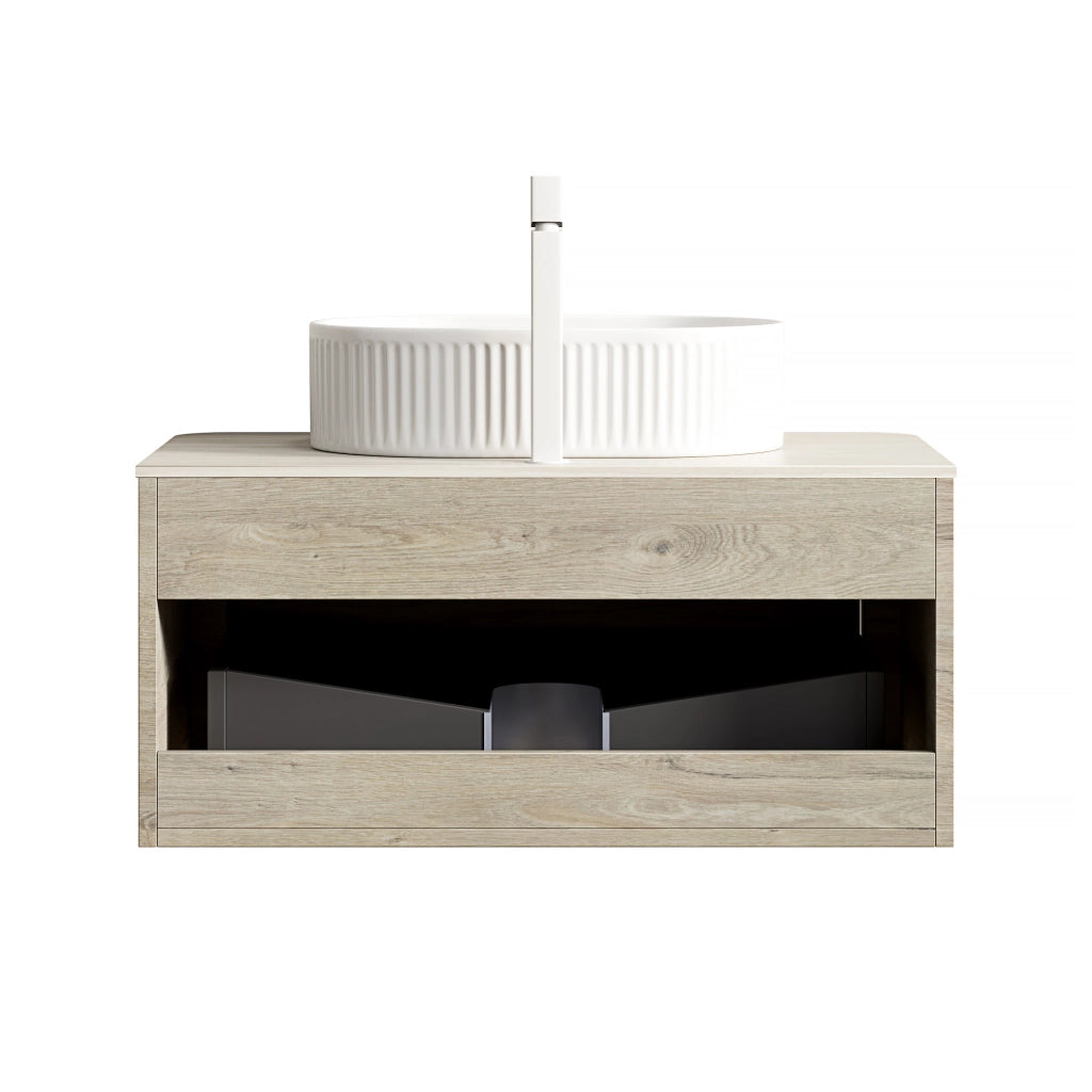 Mobile sottolavabo con lavabo ovale e cassetto soft-close per bagno 80 cm
