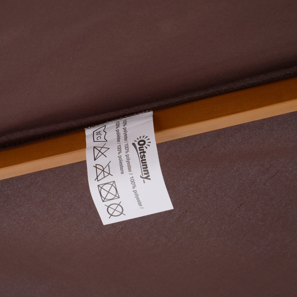 Easycomfort Ombrellone da Giardino 2.5x2.3 m a 6 Stecche con Manovella, in Legno e Poliestere, Marrone