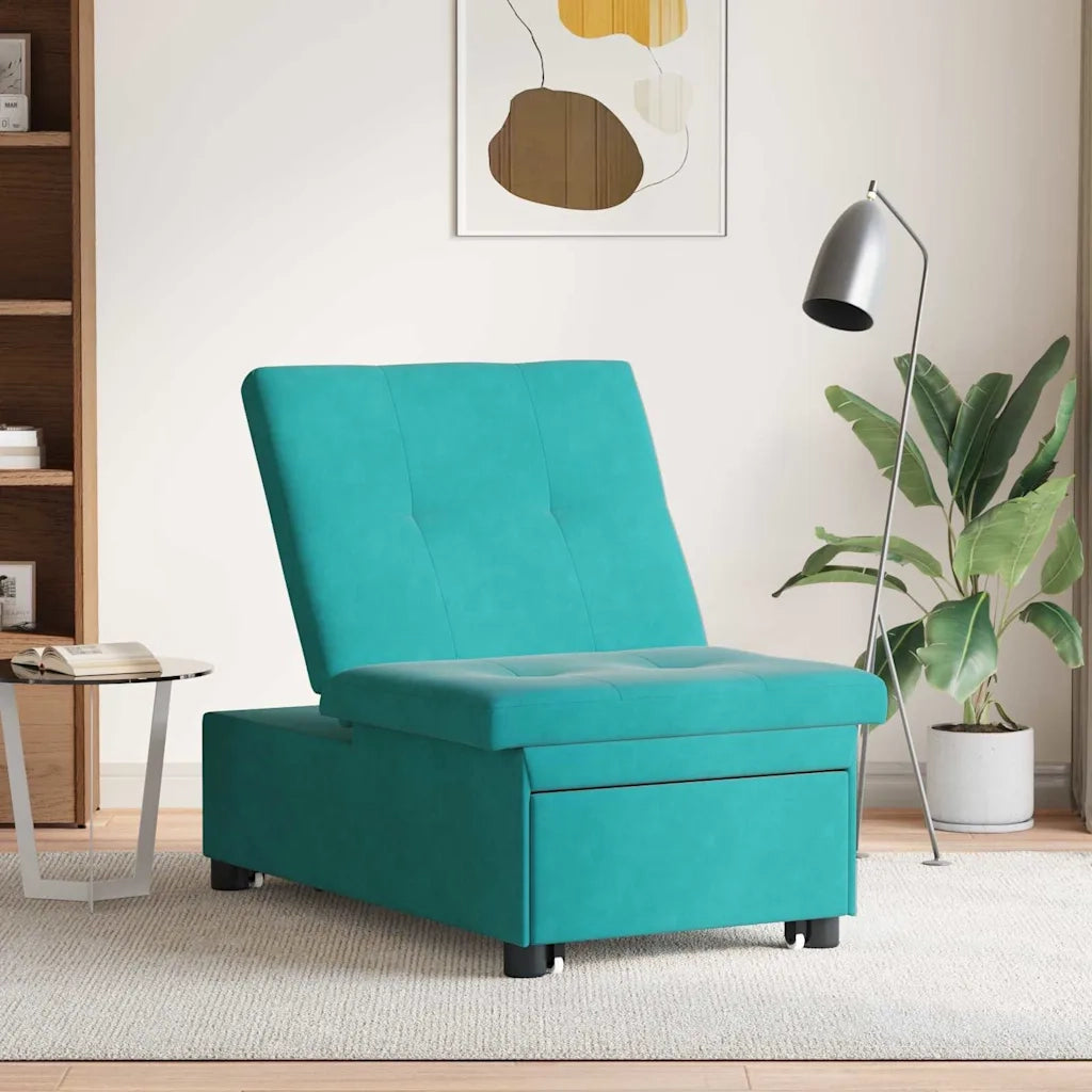 vidaXL Divano Letto Turchese 67 x 194 x 38 cm Velluto