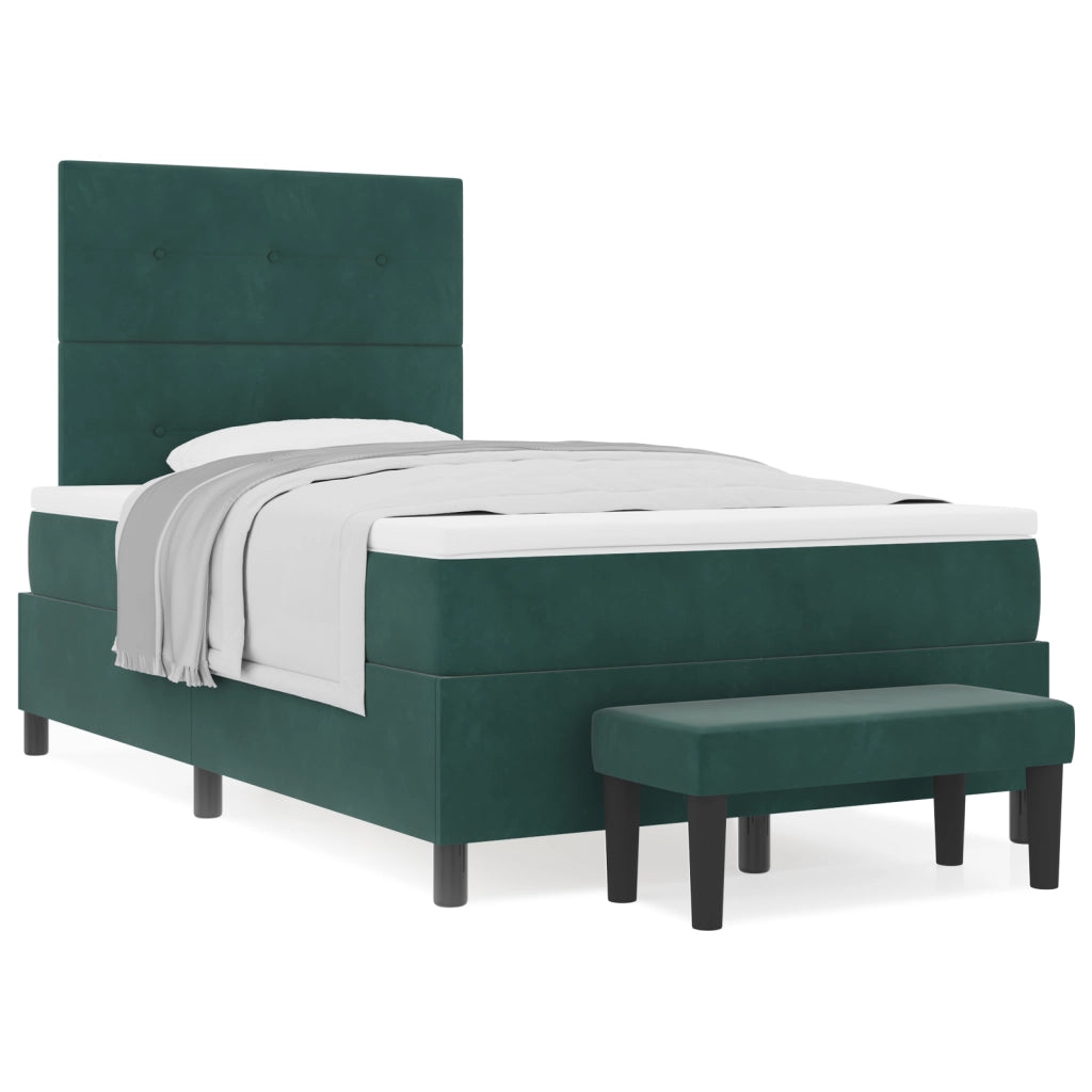 Letto Box Spring e Materasso Verde Scuro 120x190 cm Velluto