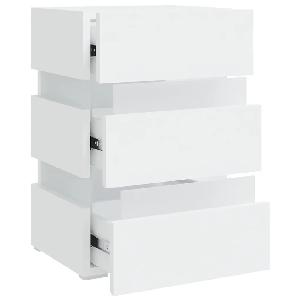 Comodino con Luci LED-Tavolino da notte Bianco 45x35x67 cm in Legno Multistrato