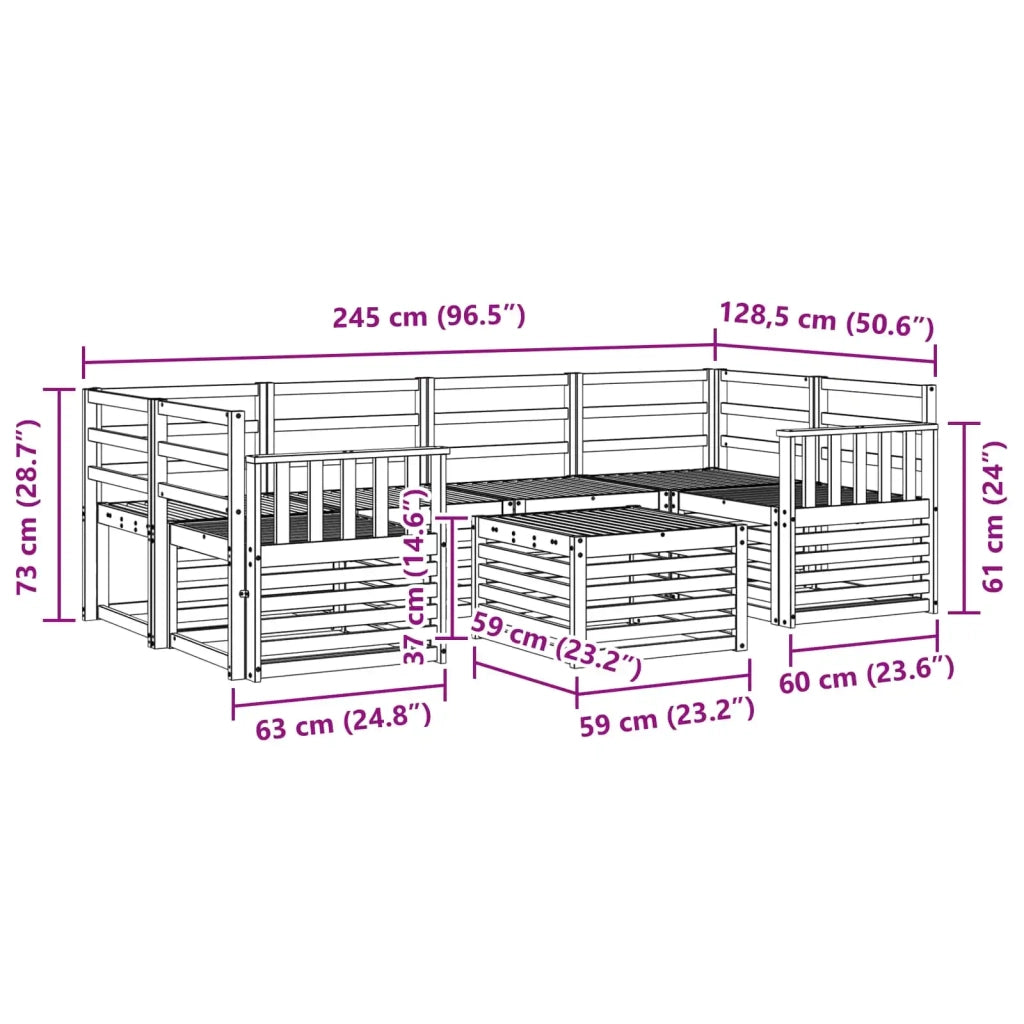 Set di divani da esterno 7 pcs Bianco Legno di Acacia Massello 3391464