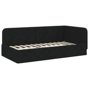 Letto singolo | Letto per adulti | Cornice del letto ad angolo Nero 90 x 190 cm Tessuto