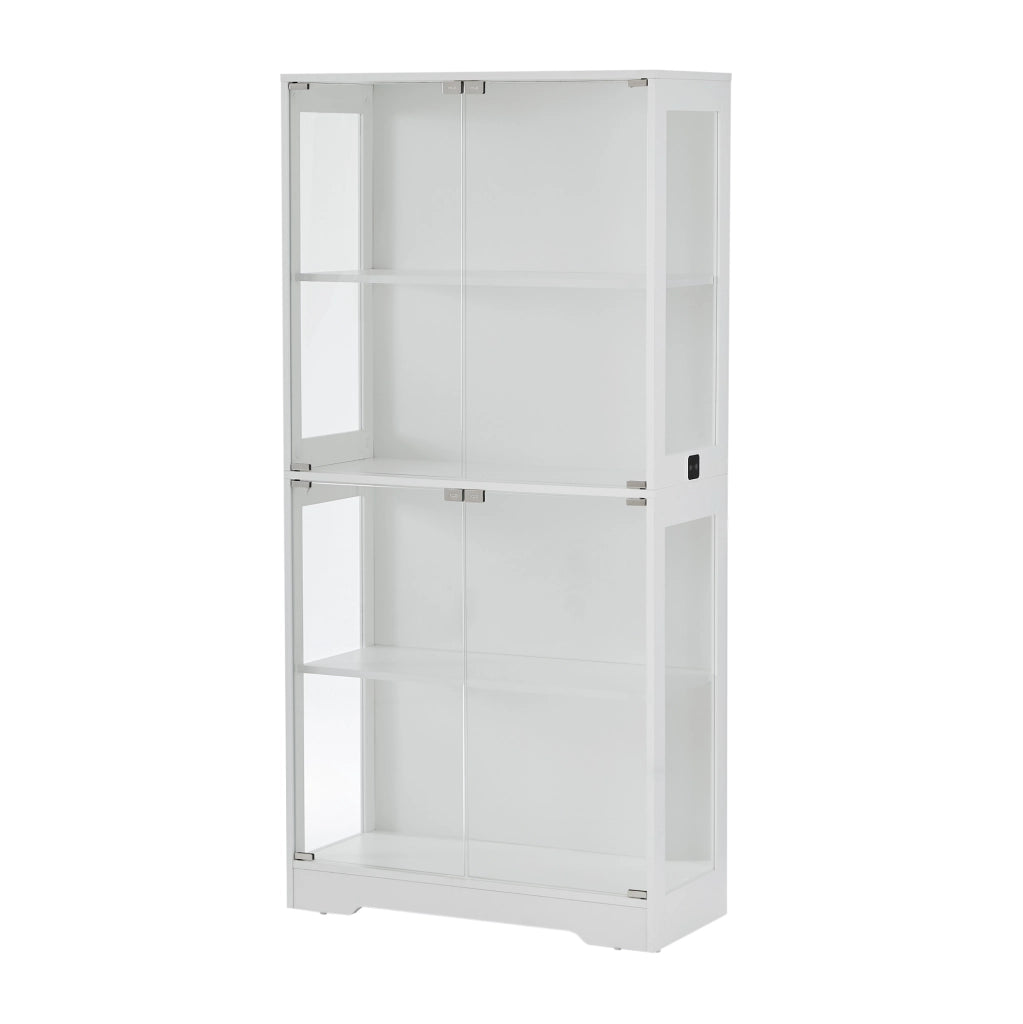 Vetrina in vetro 80x35x165 cm in vetro e MDF bianca con LED –