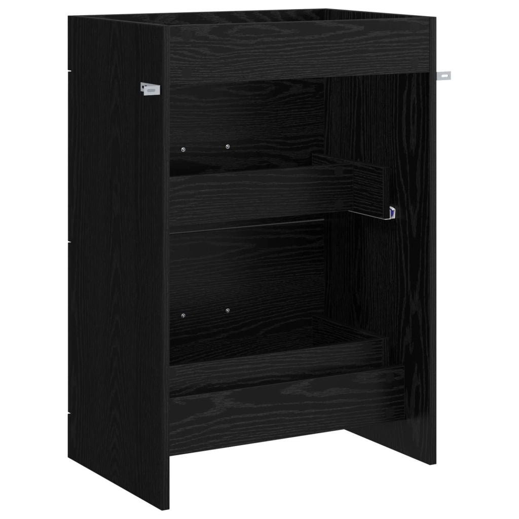 Mobiletto da Bagno Sotto Lavabo Rovere Nero 56 x 37,5 x 81 cm