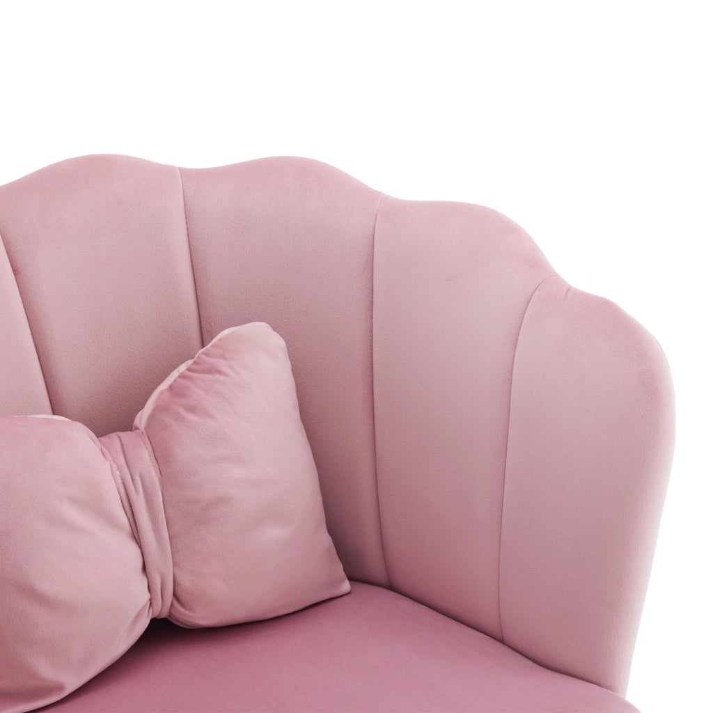 Poltrona Sedia da pranzo con cuscino a farfalla, schienale a petalo, in velluto, Rosa