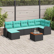 Set Divano da Giardino 8 pcs Nero e Turchese polyrattan 3356282