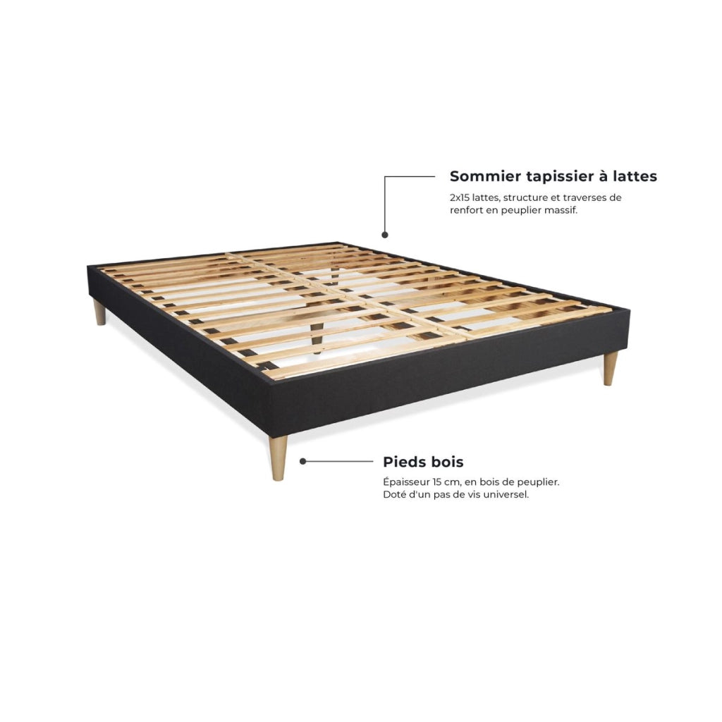 Pacchetto letto completo - Materasso 200x200cm + Box spring con doghe (kit) + 2 cuscini + Piumino - Active