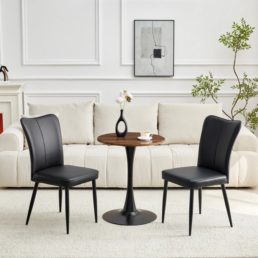 Tavolino Rotondo con 2 Sedie ¨C MINIMAL ¨C MDF, Piano ?60 cm, Gambe Nere