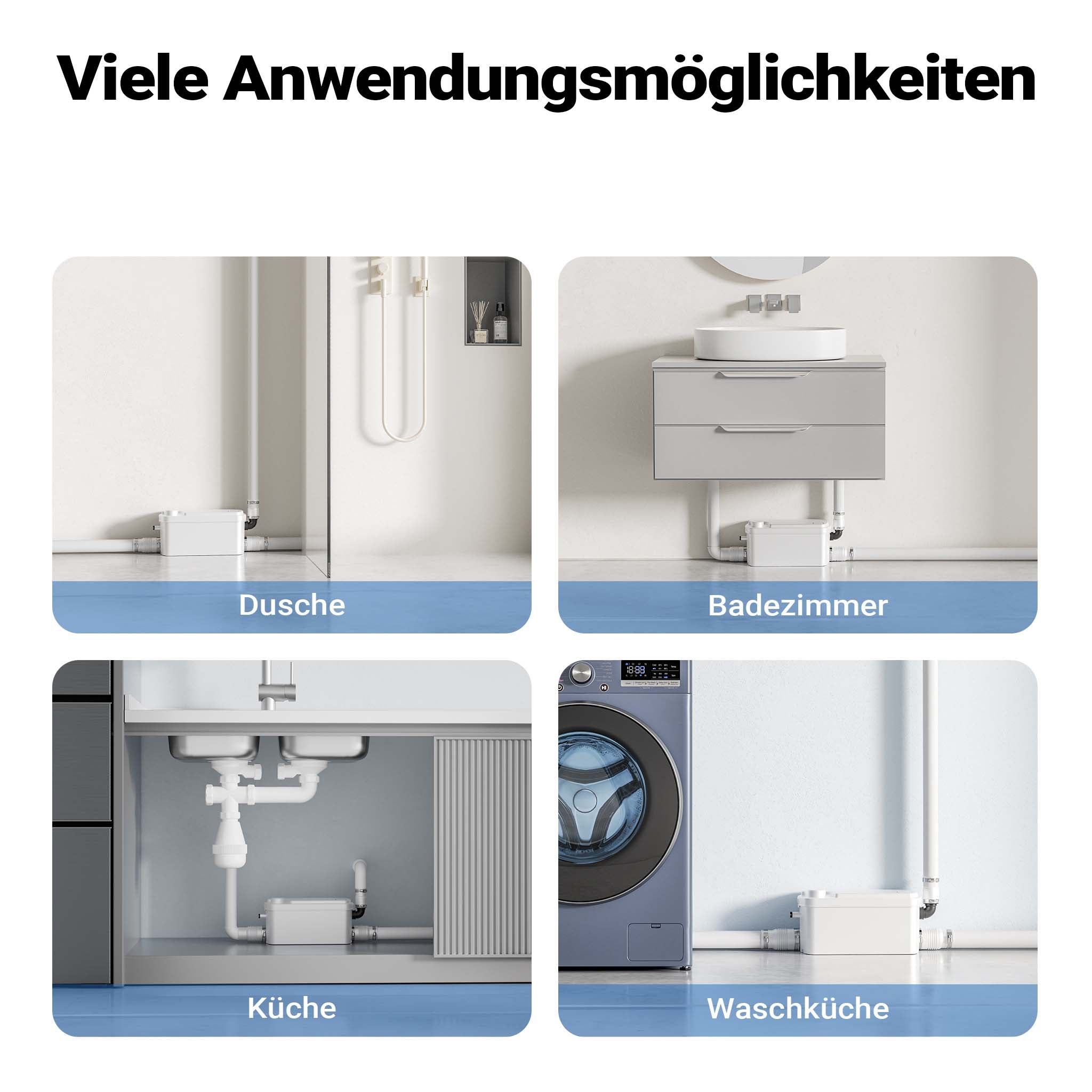 Stazione di sollevamento 3/1 250W con 3 ingressi per doccia, lavabo